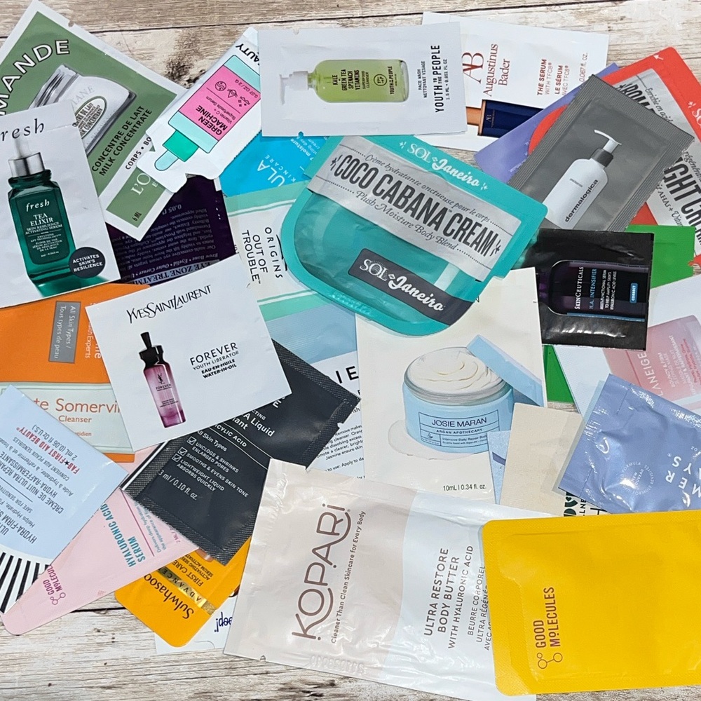 High end Skincare and makeup samples, no repeats 25+ pieces
